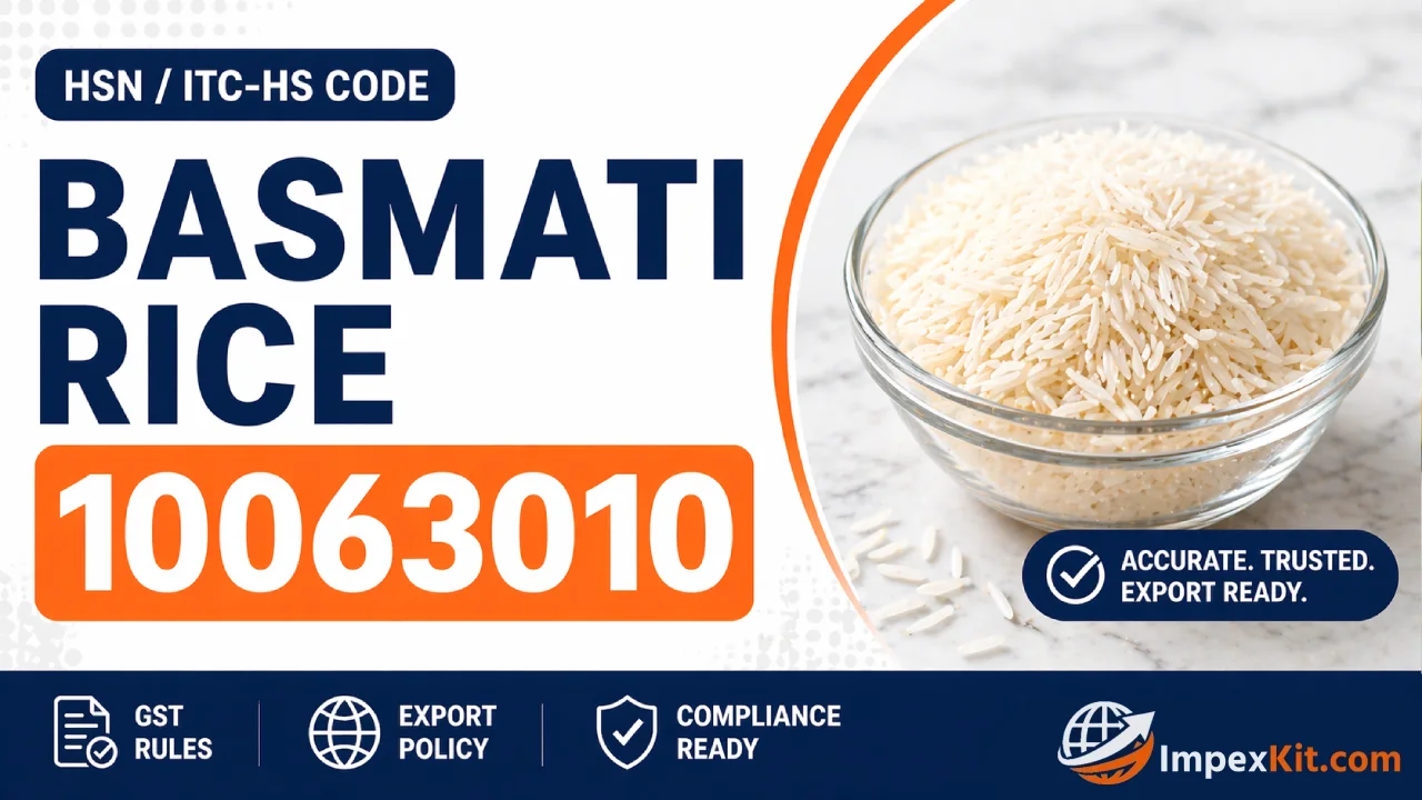 HSN Code for Basmati Rice India 10063010