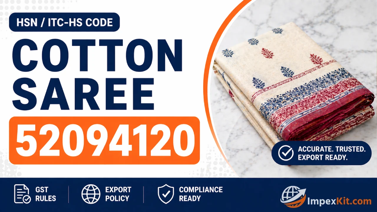 HSN Code for Cotton Saree India 52094120