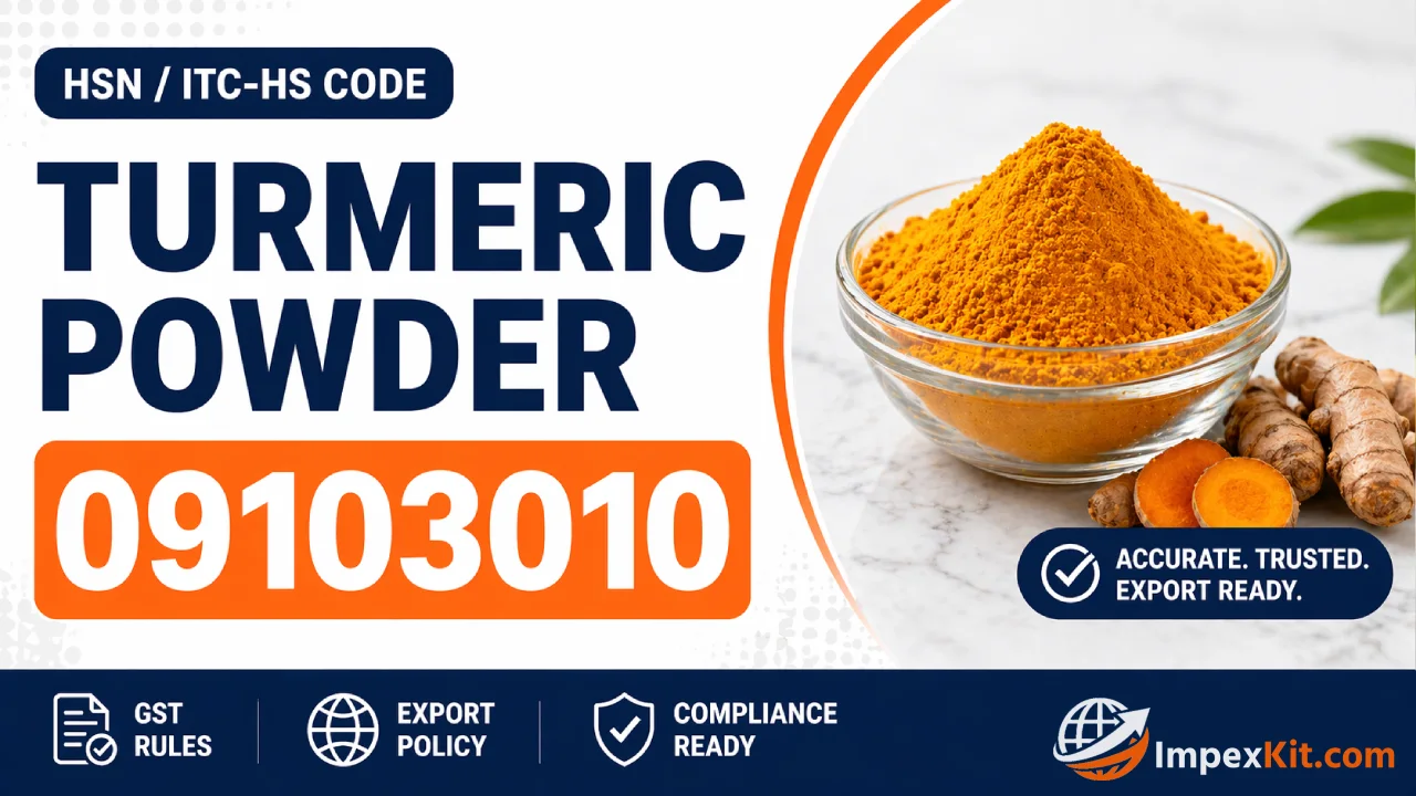 HSN Code for Turmeric Powder India 09103010