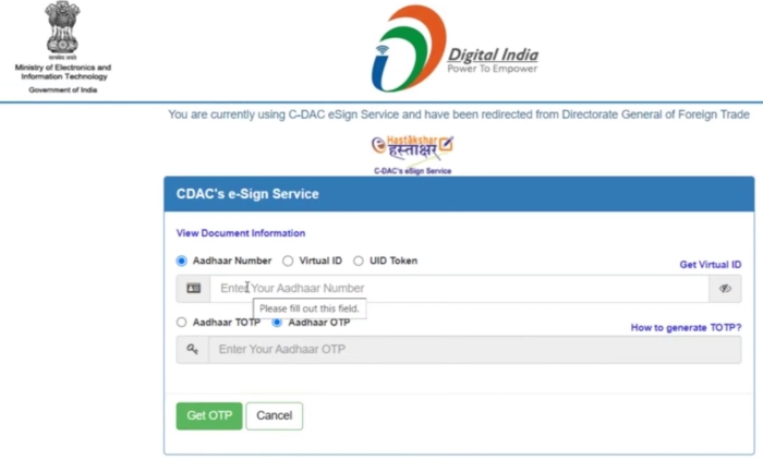 Step 10 (Sub): BharatKosh online payment gateway for IEC government fee of 500 rupees