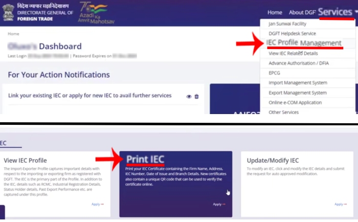 Step 11: Sample IEC certificate download screen on DGFT portal