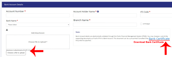 Step 7: Uploading cancelled cheque and bank details for IEC code