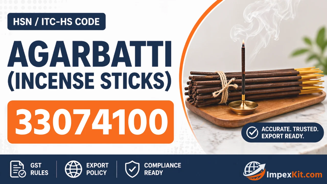 HSN Code 33074100 for Agarbatti Incense Sticks GST and Export Rules