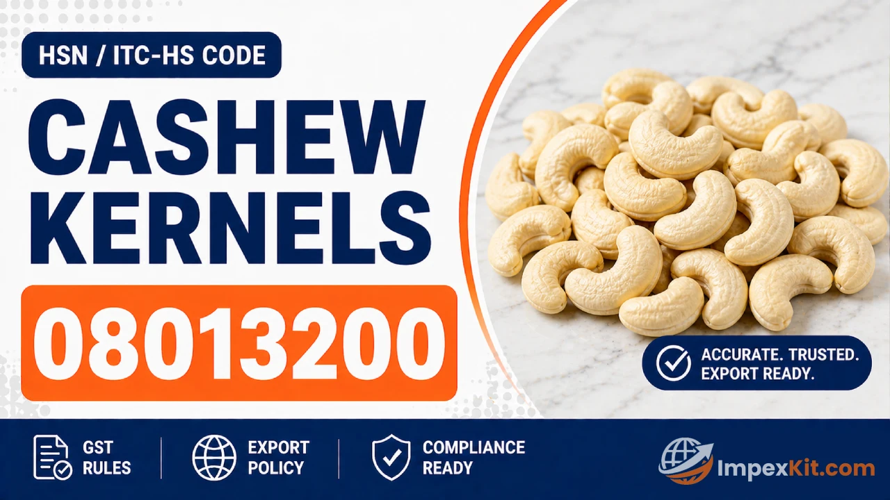 HSN Code for Cashew Kernels India 08013200